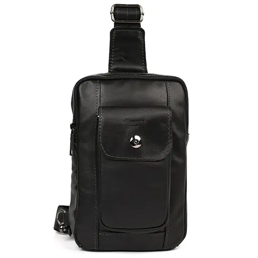 Мужской черный слинг из кожи Наппа TARWA 27.5х18х4 см sum0028230 - фото 2