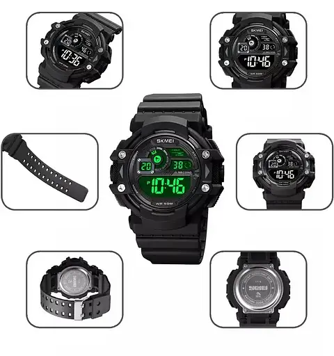 Мужские спортивные наручные часы Skmei 1778 (Черные с черным циферблатом) - фото 6
