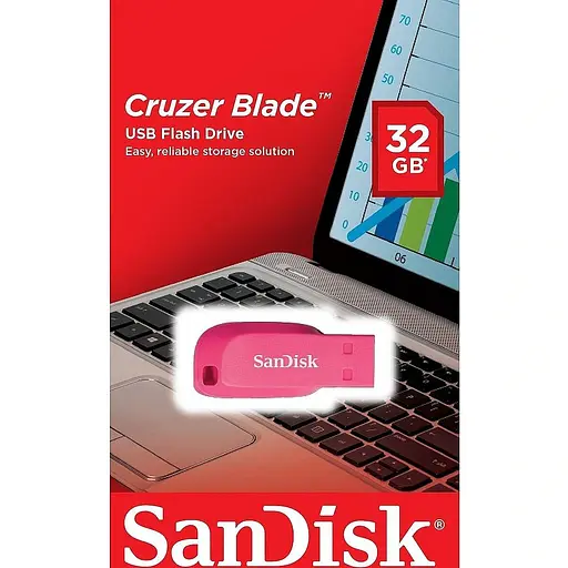 Flash SanDisk USB 2.0 Cruzer Blade 32Gb Pink - фото 2