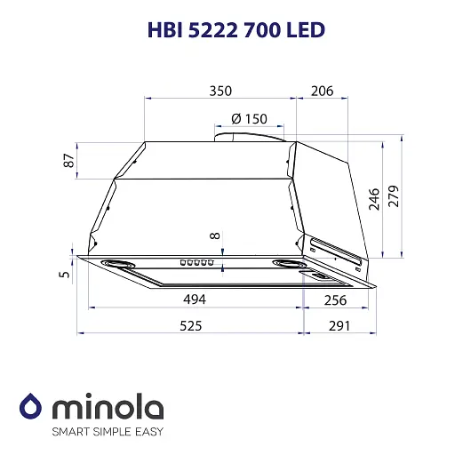 Вытяжка полновстраиваемая Minola HBI 5222 BLF 700 LED - фото 10