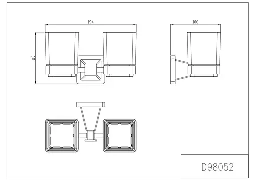 Склянка для зубних щіток подвійна Gappo G1908 латунь матовий хром - фото 3