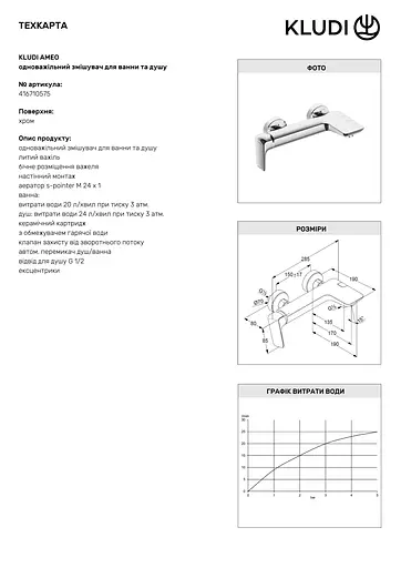 Змішувач для ванни Kludi Ameo 416710575 - фото 3