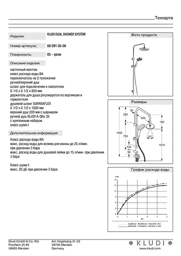 Душова система Kludi Dual Shower System A-QAs без змішувача 6609105-00 - фото 5