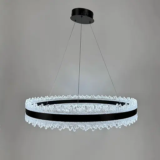 Волшебная подвесная люстра в черном корпусе с кольцом Ø 60 см | Ст. MJ304-600 BK | Line F - фото 4