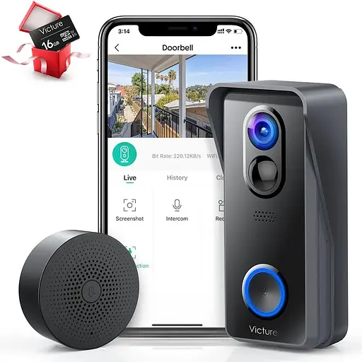 Відеодомофон Victure VD300 Wireless WiFi без картки micro sd