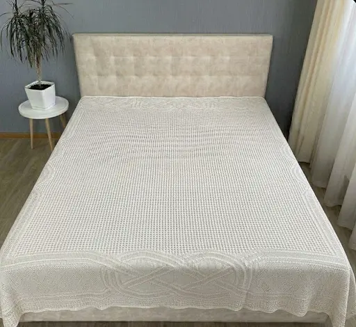 Натуральная муслиновая простыня 200x230 см - дышащая мягкая хлопковая простыня молочный - фото 1