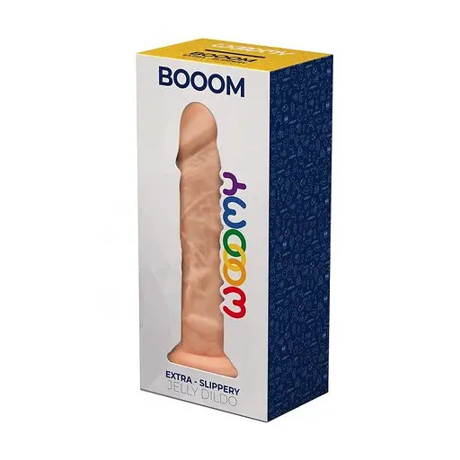 Фалоімітатор Wooomy Booom, з присоскою, сумісний з трусиками для страпону, 19,3 х4, 3 см - фото 2