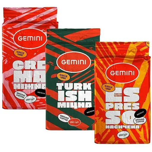 Де густационный кофейный набор молото го кофе Gemini 3 шт по 250 г - фото 1