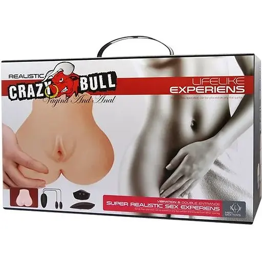 Мастурбатор Вагіна-анус з вібрацією Realistic Crazy Bull BM-009131Z-1, Телесный - фото 2