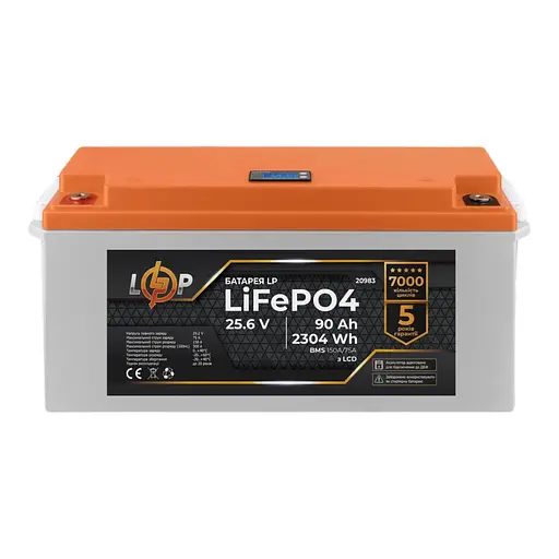 Акумулятор LP LiFePO4 для ДБЖ LCD 24V (25,6V) - 90 Ah (2304Wh) (BMS 150A/75А) пластик - фото 1