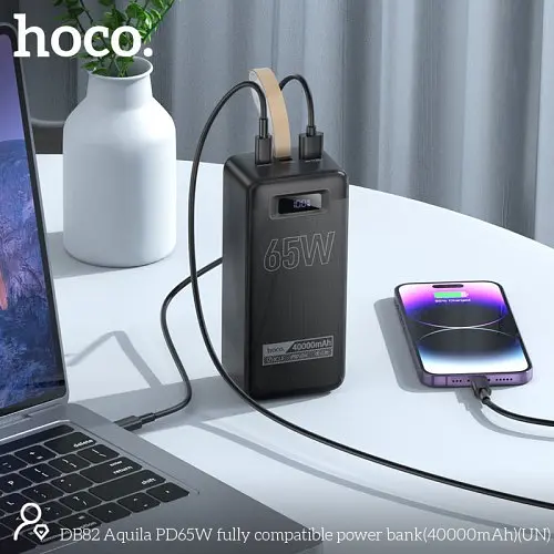 Зовнішній акумулятор Hoco DB82 Aquila PD65W 40000mAh чорний - фото 4