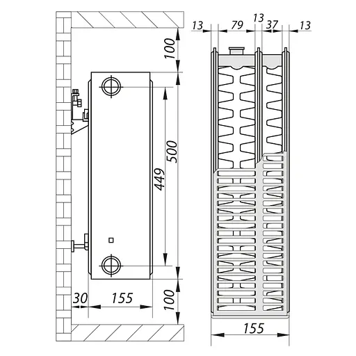 Радіатор сталевий Koer 33х500х1500.S бокове підключення RAD127 - фото 5