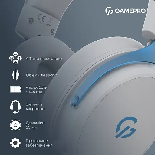 Наушники GamePro Asgard Skadi Wireless White/Blue (HSW191WB) - фото 12