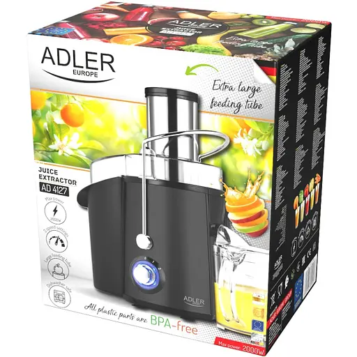 Соковижималка Adler AD 4127 black 1000Вт/ контейнер для соку-1л/ контейнер для м'якоті-2л чорний - фото 4