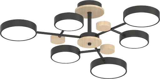 Потолочный светильник XI3328-6 Чорний+Дерево