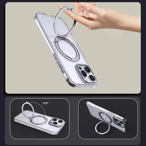 Чохол Epik TPU+PC Empire with MagSafe and Ring для Apple iPhone 12 Pro/12, 6.1 Clear - фото 4