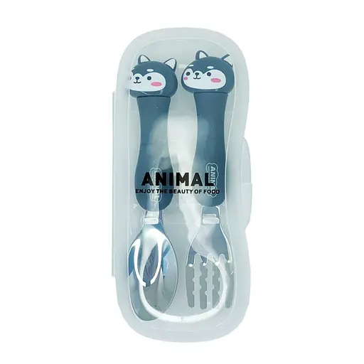 Детский набор ложка и вилка "Кот Черный" MGZ-0102(Cat-Black) в футляре - фото 2