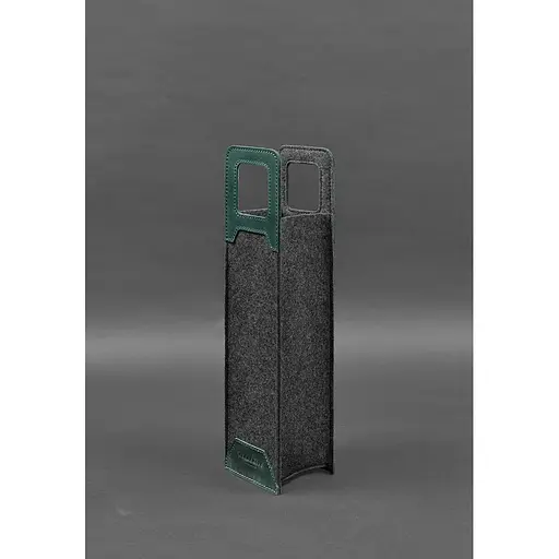 Чехол для вина BlankNote Crazy Horse 1.0 из фетра с кожаными вставками зеленый - фото 3