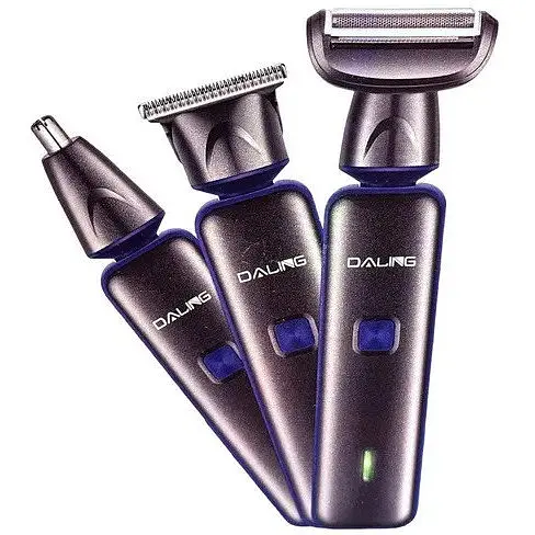 Акумуляторна машинка Daling DL-9236 3 в 1 чоловічий триммер для бороди носа та волосся 5Вт Сірий/Синій - фото 1