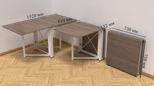 Стіл-книга трансформер Оріон 2 Ferrum-decor 750x1520x730 Білий метал ДСП Дуб Сонома Трюфель 16 мм (FRD-104594) - фото 6