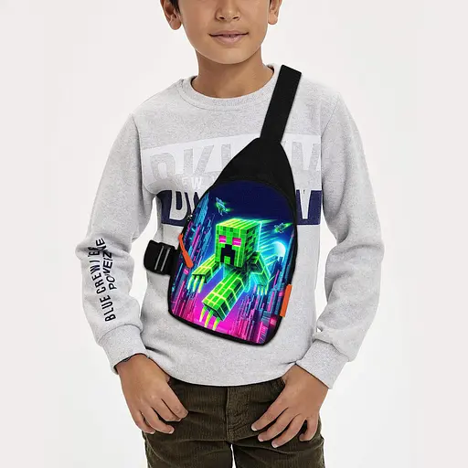 Сумка через плече дитяча Minecraft Кріпер 29х17 см сумка слінг для хлопчика (02097)