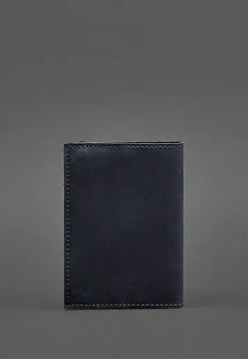 Кожаная обложка для паспорта 1.0 синяя Crazy Horse - фото 5