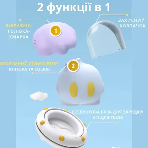 Вакуумний кліторальний стимулятор I’MCUM GlowCloud Вібратор 2 в 1 у вигляді нічника (7970379617680) - фото 3