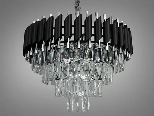 Стильная современная хрустальная люстра на 9 ламп, черный+хром - фото 4