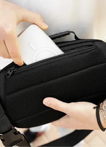 Сумка через плечо бананка Sambag Flex черная тканевая 30×17×10 см (85351065m) - фото 4