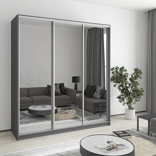 Шкаф-купе трехдверный MebelStar Комбо AL 3 Зеркала 190x60x240 см Антрацит (MBS-1778)