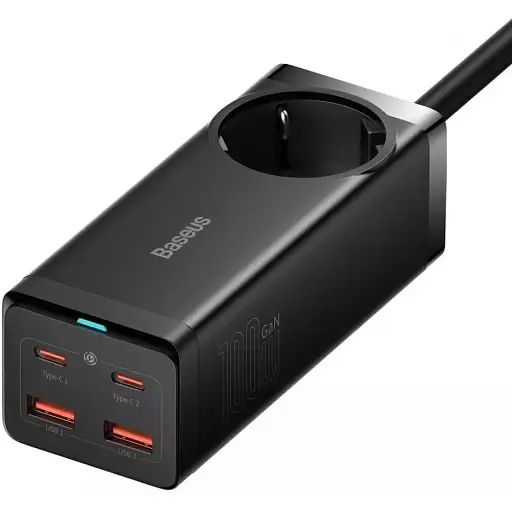Зарядний пристрій Baseus GaN3 Pro Desktop Powerstrip AC+2U+2C 100 W PSZM000401 чорний - фото 1