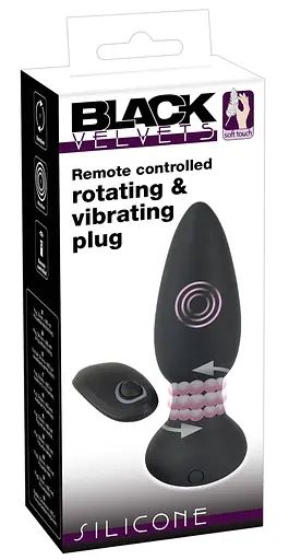 Анальна пробка Black Velvets Rotating Vibrating Plug 14 см (чорний)