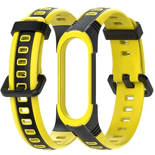 Ремешок для фитнес-браслета MiJobs для Xiaomi Mi Band 5, 6, 7 Sport 2 желтый с черным