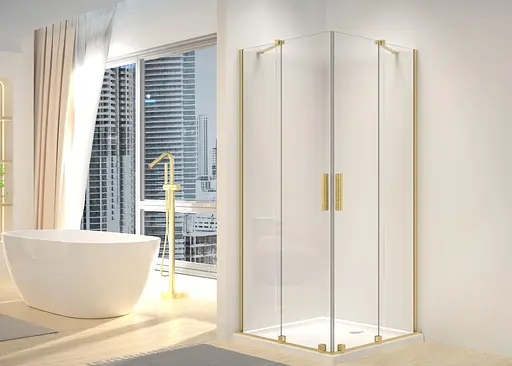 Душова кабіна Rea Montana 90x90 brashed gold REA-K6636, Універсальна, прозорий, золотий - фото 3