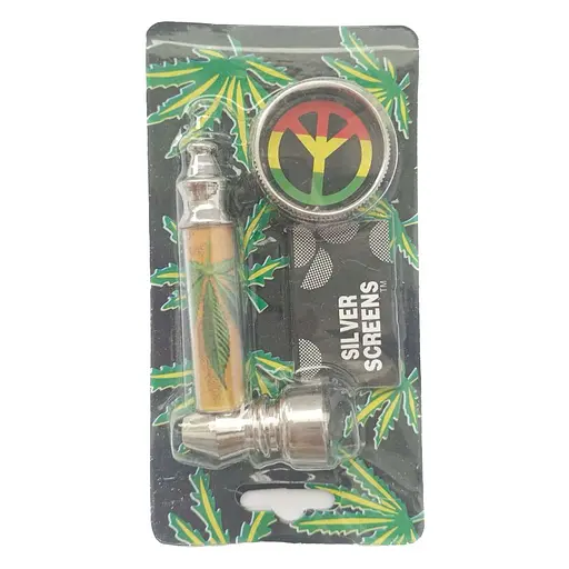 Трубка курильна + гриндер для подрібнення тютюну HL-YD-305 Конопля Silver Gold (10916) - фото 2