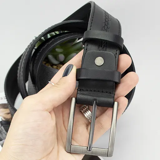 Ремень мужской кожаный батал SF-351 XXL (145 см) черный под брюки и джинсы - фото 5