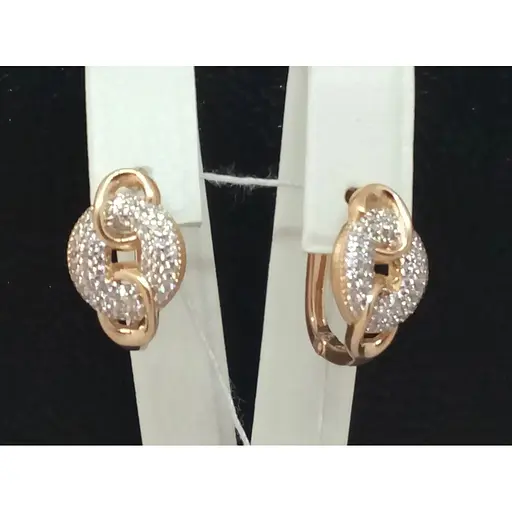 Золотые серьги Столичная Ювелирная Фабрика с фианитами. 110347 - фото 3