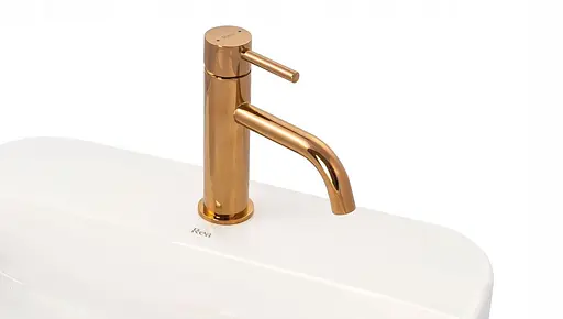 Смеситель для умывальника Rea Lungo rose gold low розовое золото низкий REA-B4500 Теплый закат - фото 3