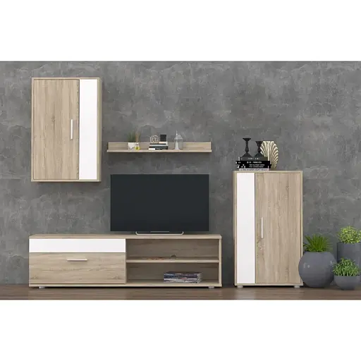 Модульна стінка для вітальні Гербор Міні Барато Дуб сонома + Німфея альба (GRB-1915)