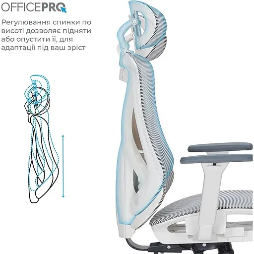 Крісло офісне Officepro Atlas OC630-W-LG-LG White/Light Gray (OC630-W-LG-LG) - фото 9