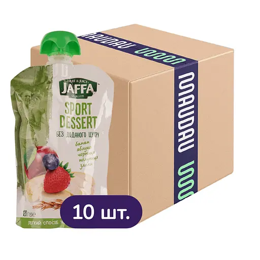 Упаковка смузи Jaffa Sport Dessert Pouch Банан-яблоко-черника-клубника-злаки 1.2 кг (120 г х 10 шт.) - фото 1