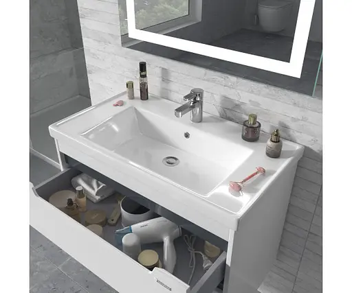 Тумба підвісна Sanwerk Грета Air 80 Білий з умивальником New Line (MV0000887) Білий - фото 2