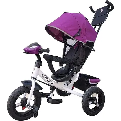 Трехколесный велосипед Best Trike 3390-37-633 с надувными колесами фарой USB и пультом бордовый