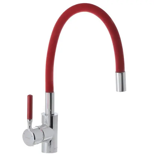Змішувач для кухні із силіконовим виливом Mixxus Premium RIO 011 Червоний MI5817 Хром - фото 1