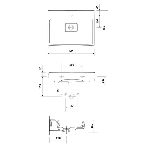 Умивальник меблевий Cersanit Virgo 60 K118-006 - фото 3