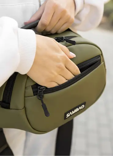 Сумка через плечо женская бананка Sambag Flex хаки 30×17×10 см (85351019) - фото 4