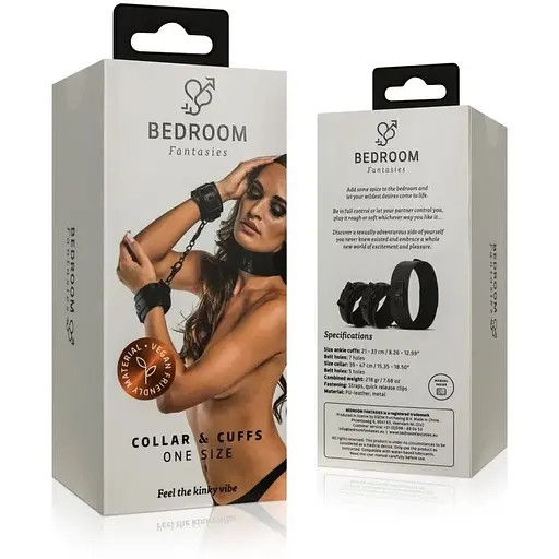 Наручники с повідцем Bedroom Fantasies Collar & Wrist - Black - фото 9