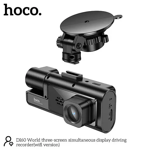 Видеорегистратор HOCO DI60 World three-screen simultaneous display driving recorder (wifi version) - фото 3