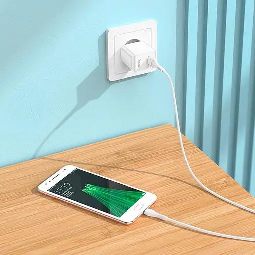 Комплект зарядний блок і кабель Hoco Proton C98A Micro USB Cable 1USB 18W білий - фото 8