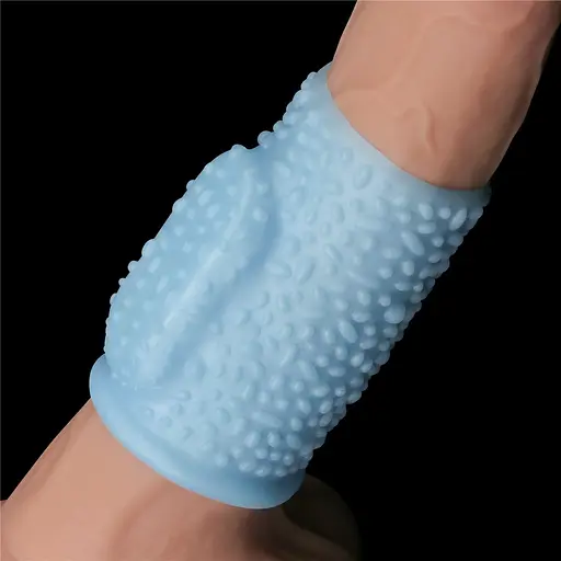 Насадка на пенис Lovetoy Knights Ring Vibrating Drip 10 см голубой - фото 4